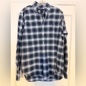 Ralph Lauren Polo green navy plaid dress shirt men’s L